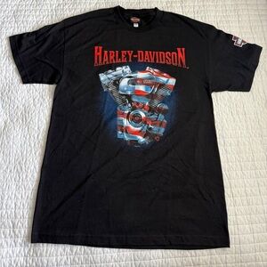 Harley-Davidson Black and Red Engine Graphic Tee